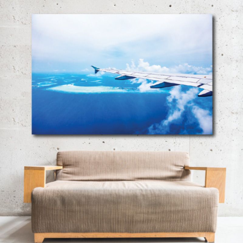 Πίνακας σε καμβά με Θάλασσα με φτερό αεροπλάνου